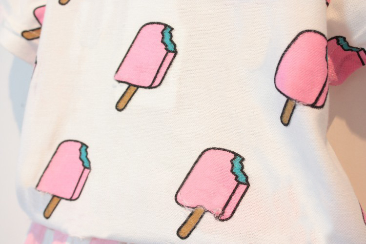 Cô gái thời trang giản dị popsicle ngắn tay t-shirt top phim hoạt hình thủy triều phần 2018 mùa hè ăn mặc đồ cho bé gái