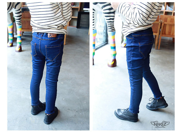 Thu đông 2018 cô gái mới quần jeans ống bó sát chân nhỏ quần bút chì váy đầm trẻ em 13 tuổi