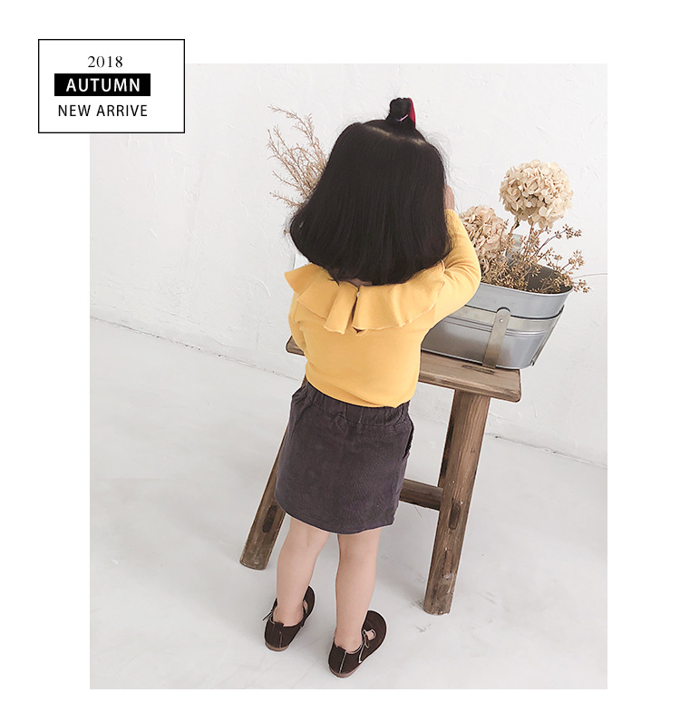 Mùa thu 2018 cổ áo mới hình cánh sen Hàn Quốc cotton dài tay trẻ em Áo thun nữ bé sơ mi đáy ao dep cho be