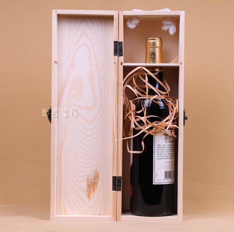 New single pine wood box red wine gift box packaging box wine practical packaging box gift box red wine box