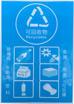 Logo sticker bin garbage sorting slogan recyclable not recyclable kitchen waste sign plate ID card