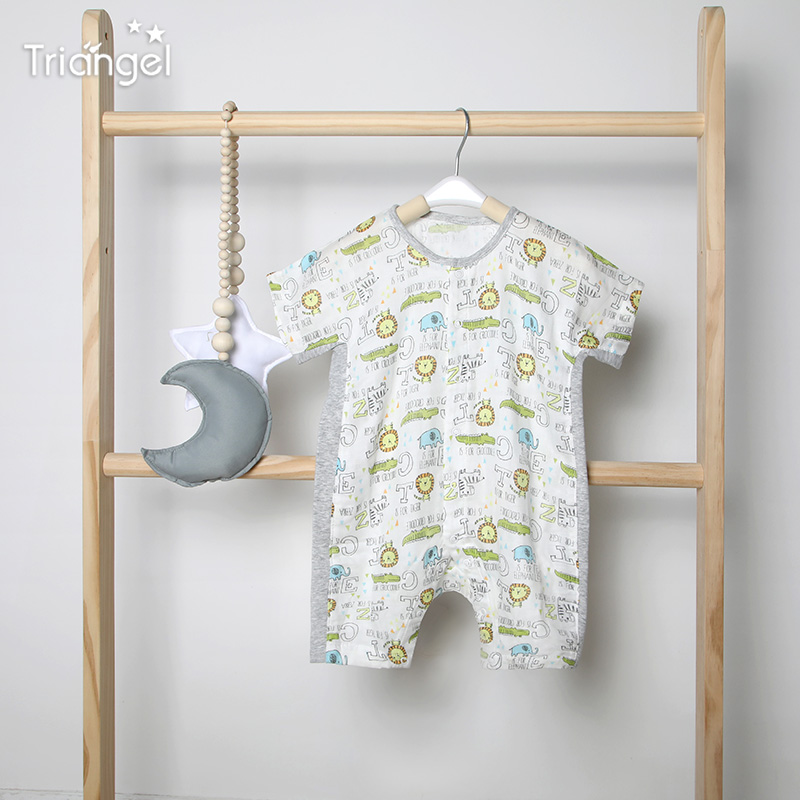 (Defect treatment) baby bamboo fiber gauze jumpsuit baby air-conditioning clothing short-sleeved romper summer ultra-thin