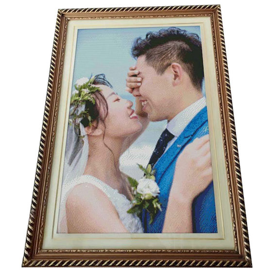 Photo cross-stitch custom-made handmade DIY embroidery of real people silk thread portrait DMC wedding gift fabric