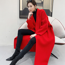 Woolen coat for women with six years of experience, 12 colors of cashmere coat for autumn and winter 2022, new bright red slim fit double-sided women's mid length high-end wedding coat