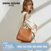 Imini bag 2021 new braided commuter work bag large capacity one shoulder bucket leather tote bag womens summer