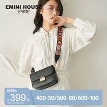 Imini 2020 bag womens bag new fashion trend black wide shoulder Western style shoulder crossbody tofu bag square bag