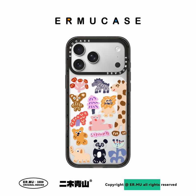 Suitable for Apple iPhone 17 Pro Max Phone Case, Magnetic, Anti-Drop, Tpu Transparent Black Frame Hard Case, Unique Animal World Original Design, Female Style, Cartoon Cute, High Appearance Value Ermucase Suitable for Apple iPhone 17 Pro Max Phone Case, Magnetic, Anti-Drop, Tpu Transparent Black Frame Hard Case, Unique Animal World Original Design, Female Style, Cartoon Cute, High Appearance Value Ermucase