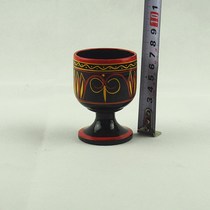 Two pieces of Sichuan Xichang Liangshan specialty Yi lacquerware wine glass ornaments traditional handmade text play