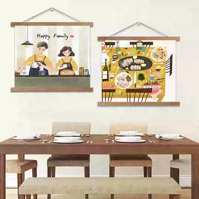 Chinese kitchen background cloth ins hanging cloth Nordic style hanging canvas art ins bed head decoration Bedroom tapestry wall cloth