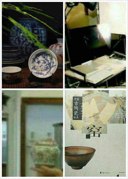 Ancient porcelain collection tools Scene props Ancient Chinese ceramic specimens Kiln-building, Ming and Qing Dynasties, old porcelain furnaces, porcelain bowls, porcelain cups