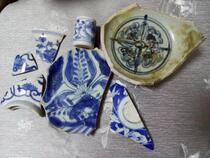 Ming and Qing Dynasty rare RMB20  series group Sanqing flower ancient porcelain sheet Monolithic Porcelain Antique specimen Pareal bag old porcelain