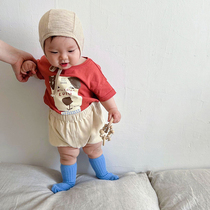Baby clothes Baby short sleeves Summer T KOREA MEN AND WOMEN CHILDREN CASUAL CARTOON NEUTRAL SHORTS BIG PPINS