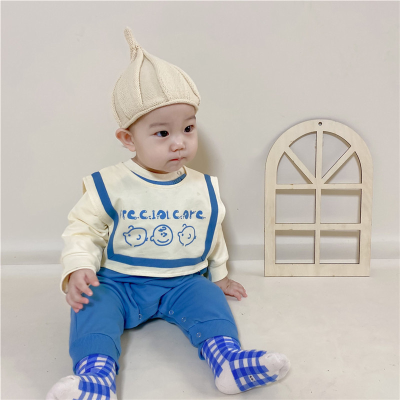 INS2022 Spring new baby loose casual limen and baby cartoon splicing and climbing clothes for men and women