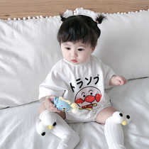 ins Han version Summer style bread Superman khae one-piece clothes male and female baby pure cotton baby climbing to short sleeves thin