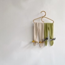 2021 spring loaded with underpants baby high elastic outer pass butterfly knot pit bar even foot pants socks female baby pants foreign air