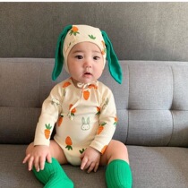 2022 spring baby bag fart carrots red apple printed baby clothes climbing to suit cute family clothes