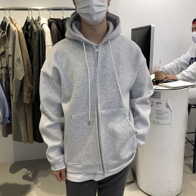 Laced necropolis for men and women the same ANAN Korea East gate Autumn winter sweatshirt with hat pure color Youth outwear