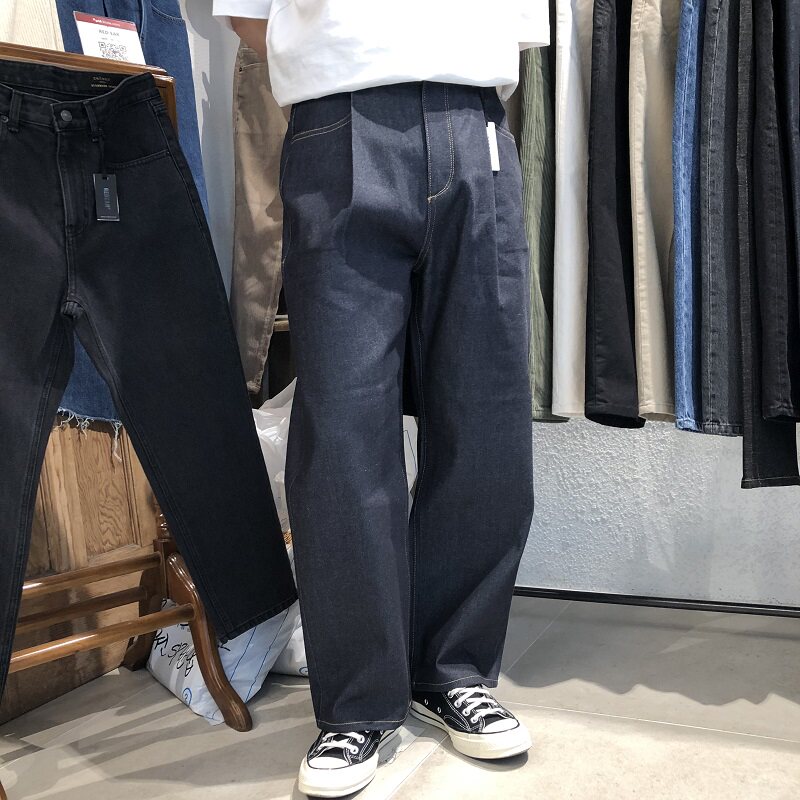 Straight Barrel Loose Jeans men and women The same ANAN Korea Dongdaemun Autumn Winter Style Fashion Youth Straight Drum Pants