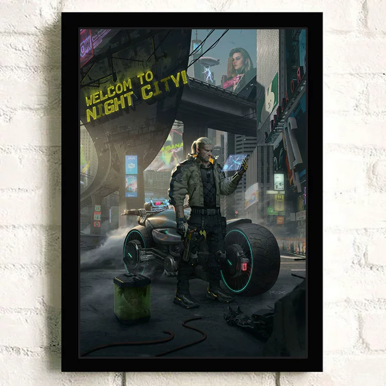 Постер киберпанк 2077 видеоигра Интернет-кафе периферия настенный стикер настенное украшение висячая картина настенная наклейка общежитие фоторамка