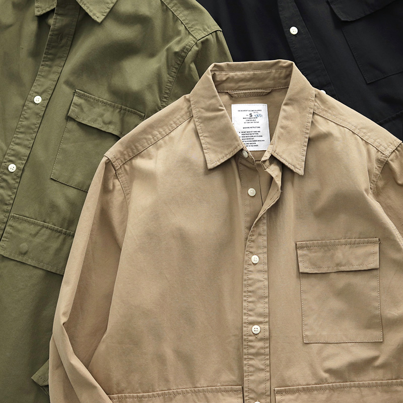 Day-series retro tooling shirts Men's Ami click Multi Pocket Tide Easy Fall Hunting and Collar Shirt Jacket Man