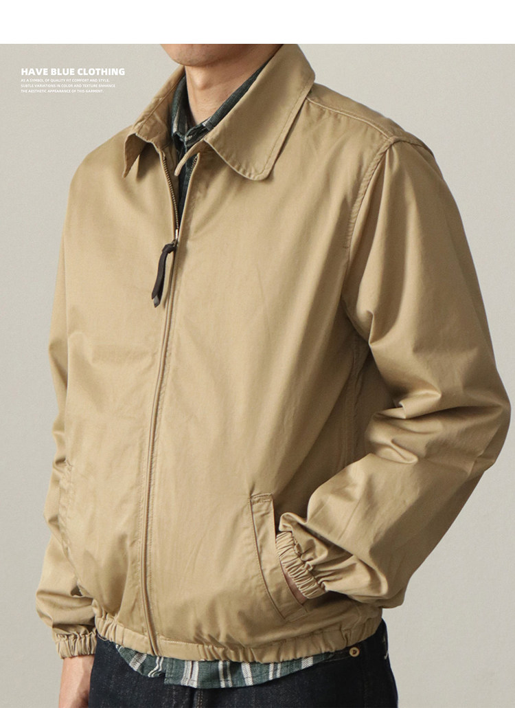 100% cotton vintage short zip-up lapel cotton cargo jacket jacket for men Spring and autumn