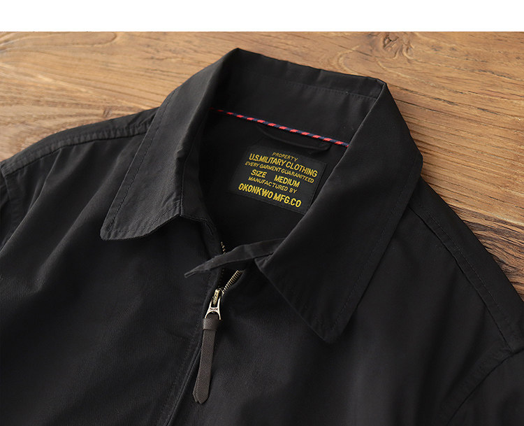 100% cotton vintage short zip-up lapel cotton cargo jacket jacket for men Spring and autumn