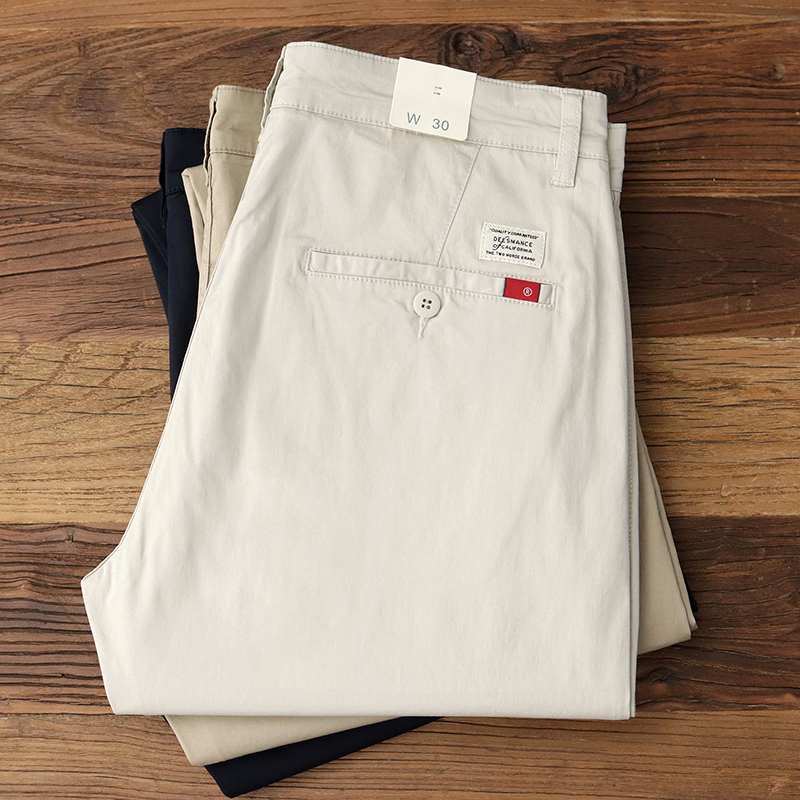 Summer Thin Pants for Men, Slightly Elastic Khaki Pants, Cleanfit American Retro Simple Men's Straight Casual Pants