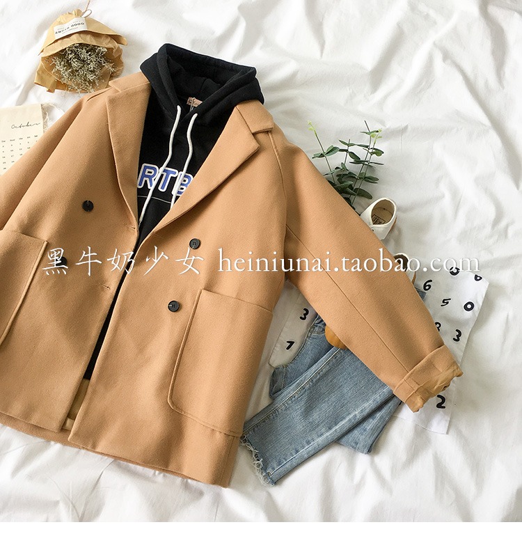 Bộ đồ hai dây màu đỏ nữ thần mùa thu đông 2018 phiên bản mới của Hàn Quốc cộng với áo len dày nhung + áo len lông thủy triều áo blazer nữ