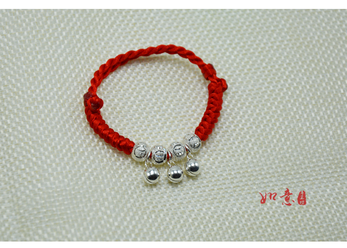 Sterling Silver Bell Dây đeo tay Trẻ sơ sinh Em bé Áp lực sợ hãi Sợ hãi Dây đỏ Vòng tay Handmade Vòng chân Handmade - Vòng chân phụ kiện thời trang nữ