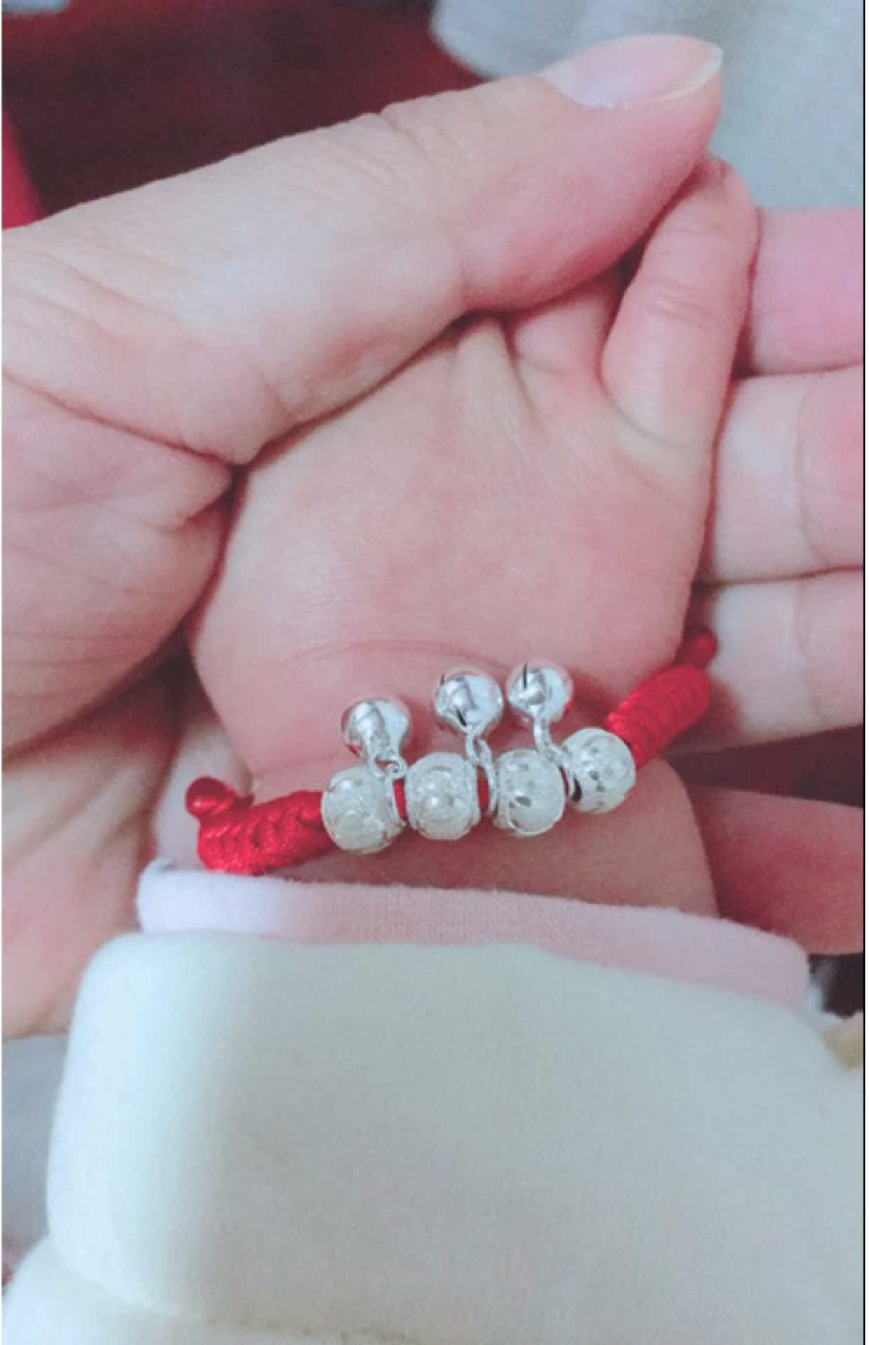 Sterling Silver Bell Dây đeo tay Trẻ sơ sinh Em bé Áp lực sợ hãi Sợ hãi Dây đỏ Vòng tay Handmade Vòng chân Handmade - Vòng chân phụ kiện thời trang nữ