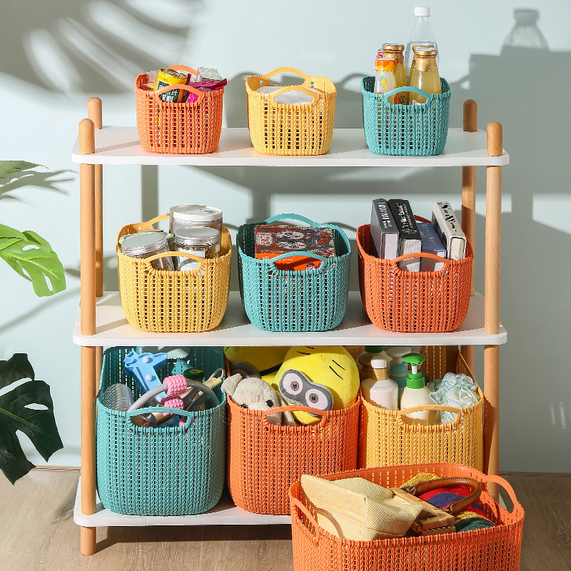 Desktop Containing Basket Fruit Debris Box Imitation Vine choreography Zero food Basket Bath bath Thickened Plastic Storage Basket