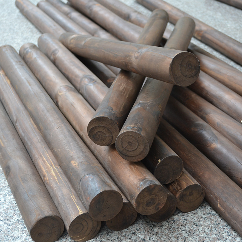 Carbonated anticorrosive wood pile solid wood fencing wood fence upholstery decoration single wood cylindrical round stick pine wood stick log-Taobao