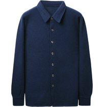 High-grade spring and autumn business mens warm pure cashmere shirt white shirt collar cashmere sweater cardigan sweater cardigan