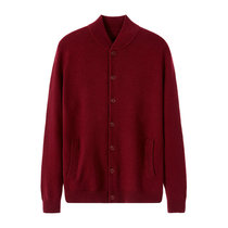 Autumn and winter mens thick baseball stand-up collar cashmere sweater cardigan Middle and old solid color casual large size sweater jacket sweater