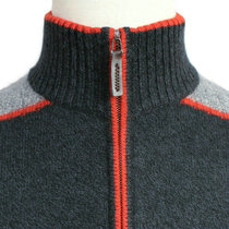 Winter mens double-strand thickened cashmere sweater Half chain half high collar large loose pure cashmere sweater Autumn and winter cardigan