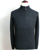Winter mens thickened cashmere sweater solid color twist half chain half high collar middle and old age warm pullover knitted sweater