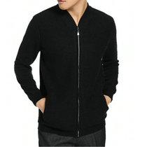 Autumn and winter new mens cashmere sweater jacket solid color mens V-neck zipper cardigan sweater jacket casual