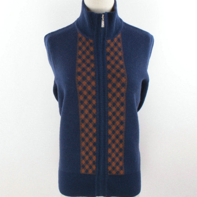 18 autumn and winter new women's cashmere sweater jacquard semi-high collar thickened zipper women's cardigan sweater warm jacket