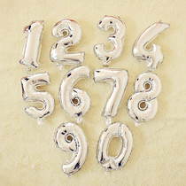 14 inch silver digital decorative aluminum film balloon New Year party baby year old children birthday background wall decoration