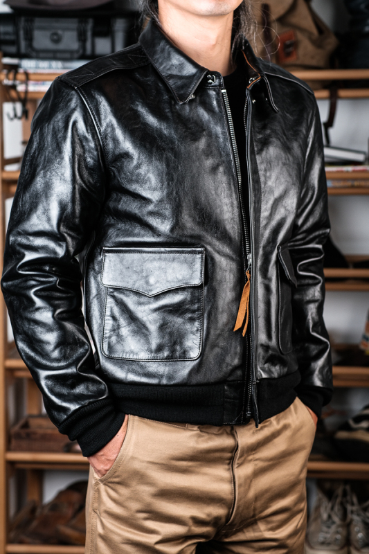Horsehide A2 Flight Jacket Suitable for Chinese Body Types 23380 Version 2023 New Project Oil Wax Tea Heart Dual Version