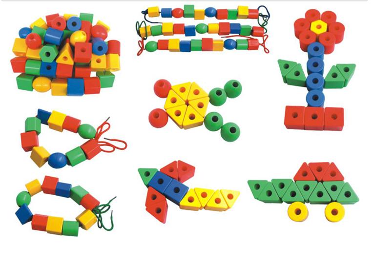 Kindergarten Desktop Puzzle Toy Building Blocks Large Strings Beads Threading Building Blocks Small Strings Beads Threading Building Blocks Geometric Buttons-Taobao