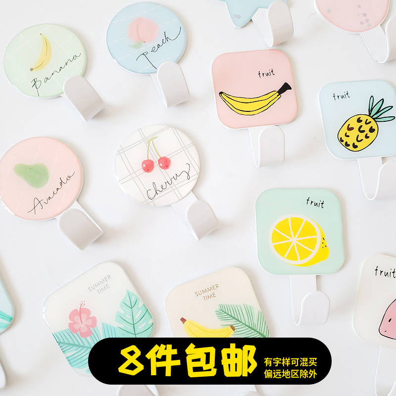 Cute cartoon stainless steel hook strong seamless decorative hook door wall hanging adhesive hanging hook HA164