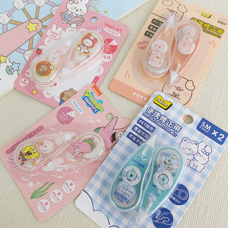 Qingyifang stationery cartoon cute correction belt for middle and high-capacity high-value women changed fault belt