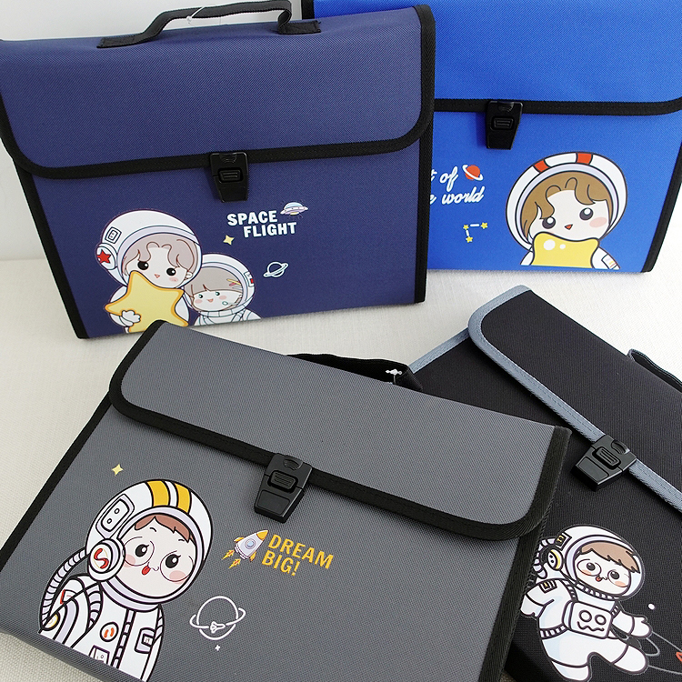 Primary school student A4 Oxford cloth large capacity paper Multi-clamping bag Cartoon Multilayer Folder Hand Information Booklet