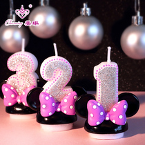 Meilin Childrens Birthday Cake Party Anniversary Pink Silver Powder Cartoon Digital Candle Baby Banquet Full Moon