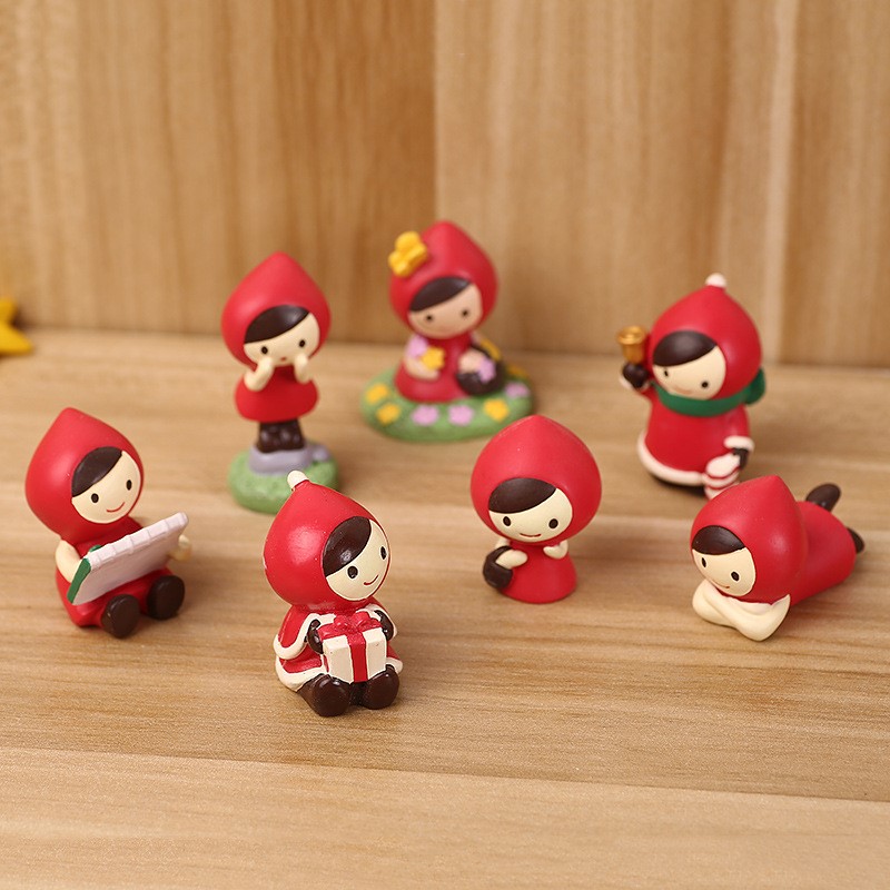 Cute Little Red Riding Hood Resin Decoration Desk Children's Room Decoration Christmas Holiday Gift Creative Birthday Gift