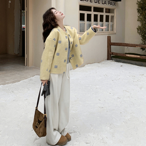 设计感黄色羊羔毛外套女2025冬季新款小个子洋气减龄加厚皮毛一体图片