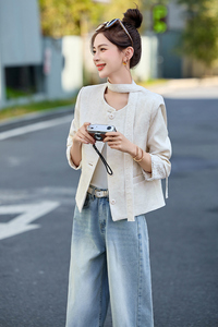 新中式国风提花短外套女2025春季新款气质设计感宽松复古印花上衣图片
