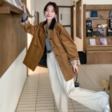港风时尚复古灯芯绒夹克外套女2025春秋季新款宽松显瘦设计感上衣，女装短外套，2C103