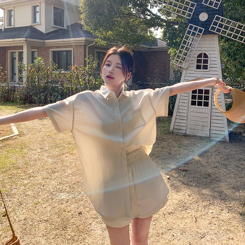 【新款现货】时尚经典条纹衬衫套装088-6610p135控188,女装套装/套裙,2C088